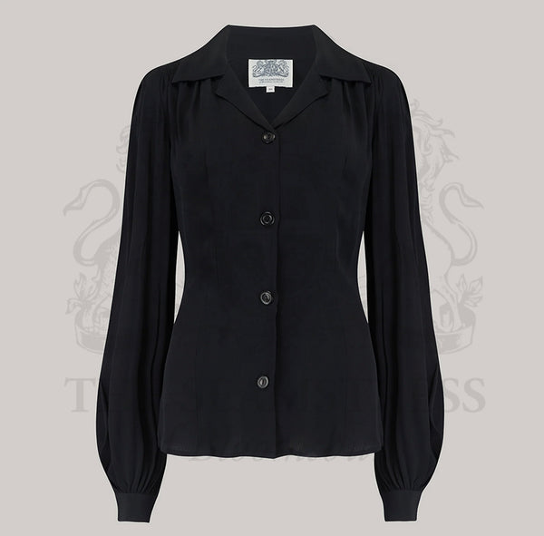 Seamstress of Bloomsbury 1940’s Poppy Blouse- Black