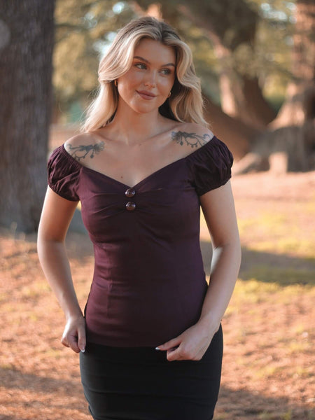 Collectif Dolores Cotton Top- Plum