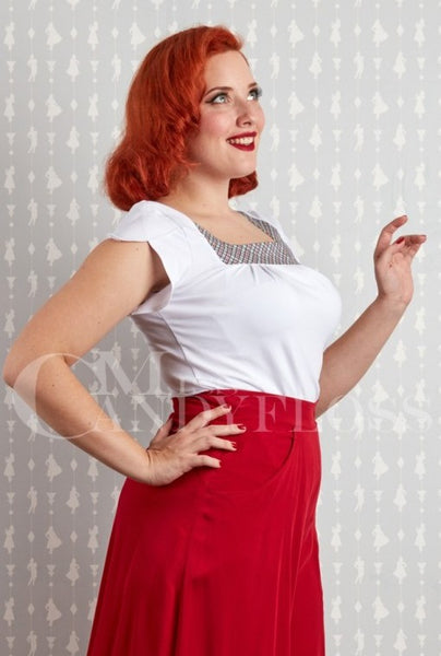 Miss Candyfloss Soledad-Day Tulip Shoulder Gingham Blouse