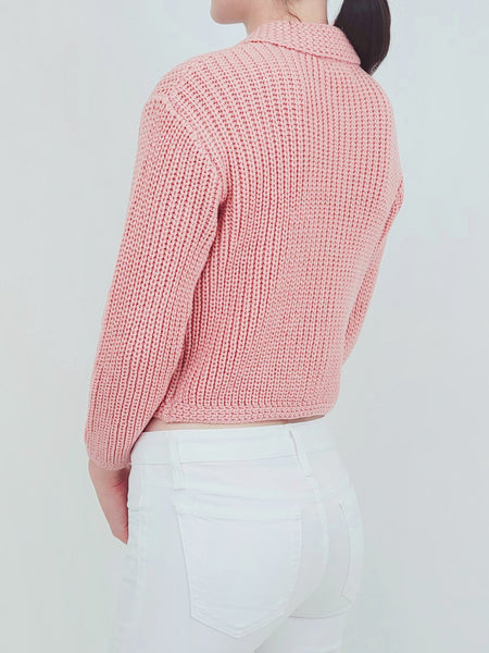 1940’s Knitted Jacket Cardigan with Collar- Pink