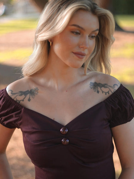 Collectif Dolores Cotton Top- Plum