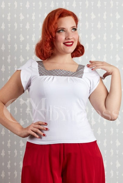 Miss Candyfloss Soledad-Day Tulip Shoulder Gingham Blouse
