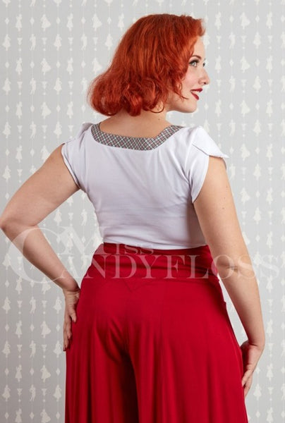 Miss Candyfloss Soledad-Day Tulip Shoulder Gingham Blouse