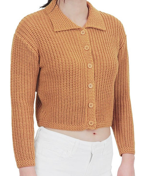 1940’s Knitted Jacket Cardigan with Collar- Bronze