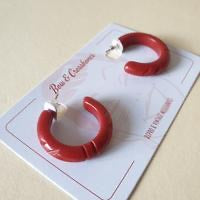 Bow and Crossbones Elsie Hoop Earrings- Holly Berry Red