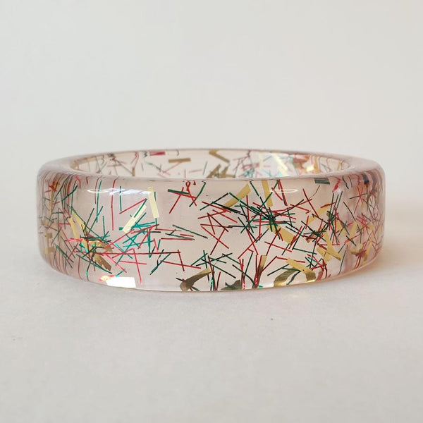 Bow and Crossbones Billie Lucite Confetti Bracelet- Tinsel Mai Tai