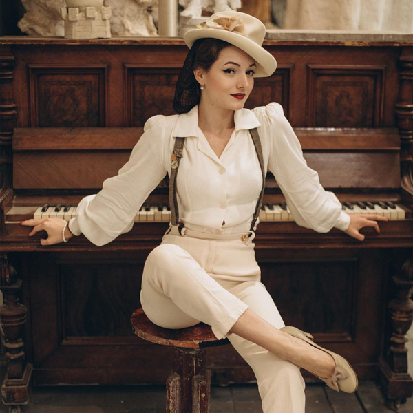 Seamstress of Bloomsbury 1940’s Poppy Blouse- Creme