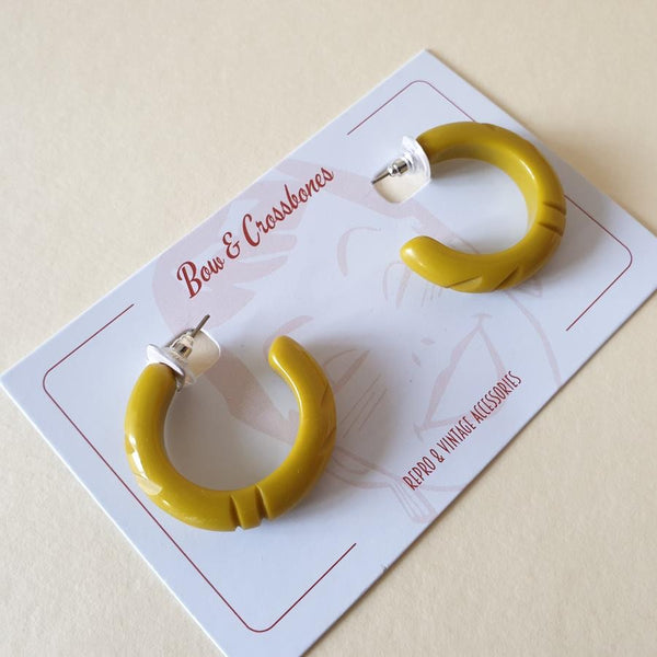 Bow and Crossbones Elsie Hoop Earrings- Chartreuse