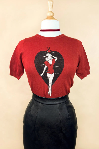 Mischief Made Heart Attack Sweater in Rust