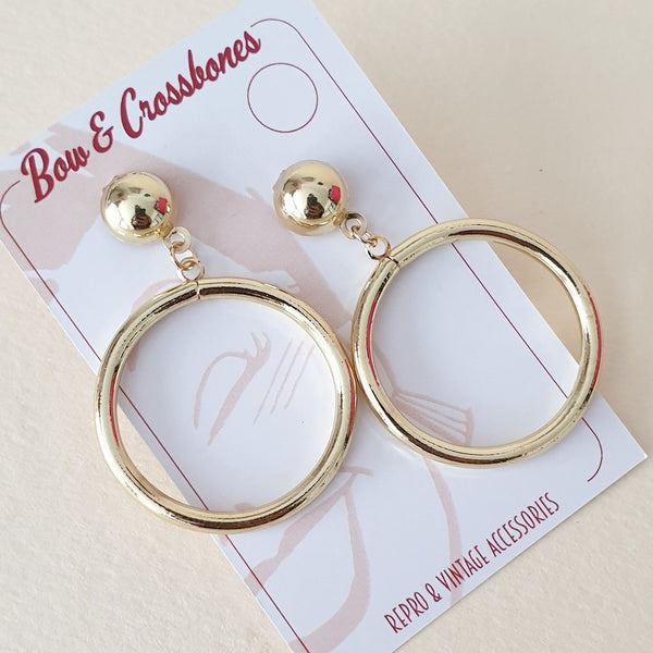 Bow and Crossbones Monroe Hoop Earrings- Gold