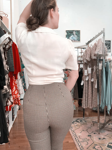 Dancing Days Swept Off Her Feet Slim Leg Brown Houndstooth Trouser