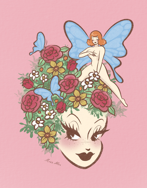 Floral Doll Head Fairy Bag