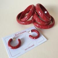 Bow and Crossbones Elsie Hoop Earrings- Holly Berry Red