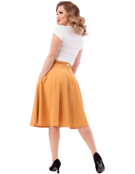 Steady Thrills Swing Skirt with Pockets - Mustard