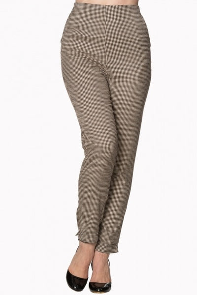 Dancing Days Swept Off Her Feet Slim Leg Brown Houndstooth Trouser