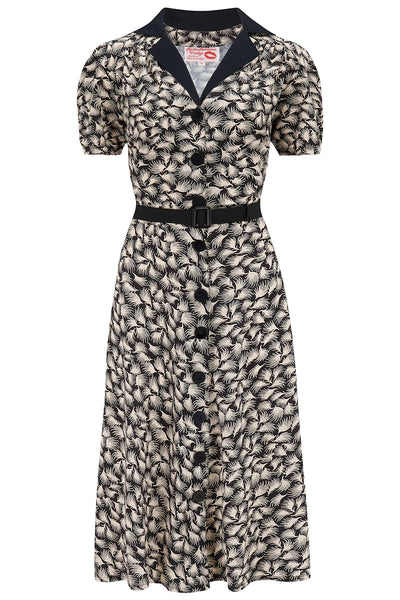 Rock n Romance Charlene Shirtwaist Dress in Black Whisp, True Late 40s Early 1950s Vintage Style