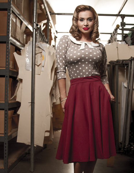Steady Thrills Swing Skirt with Pockets - Wine