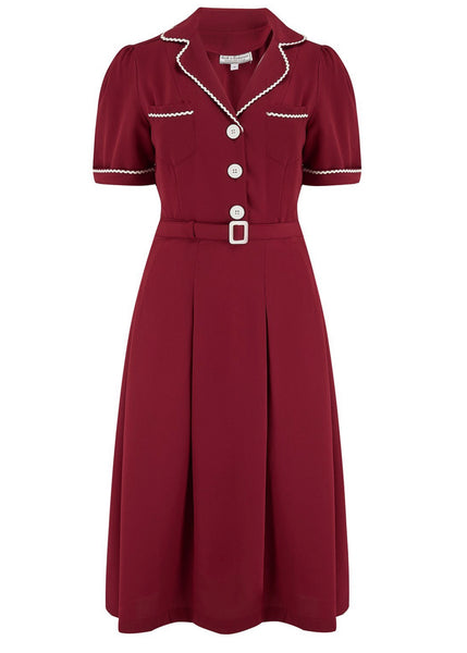 Rock n Romance “Kitty” Shirtwaist Dress in Wine, True Late 40s Early 1950s Vintage Style