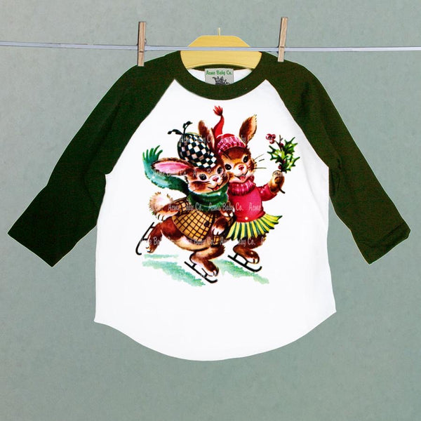 Acme Baby Ice Skating Bunnies Raglan Shirt