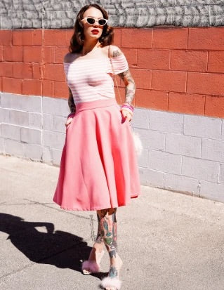 Steady Thrills Swing Skirt with Pockets - Blush