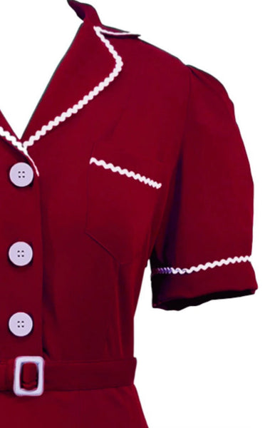 Rock n Romance “Kitty” Shirtwaist Dress in Wine, True Late 40s Early 1950s Vintage Style