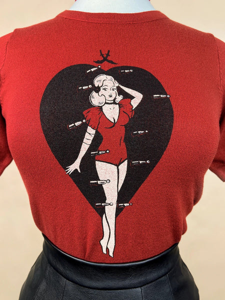 Mischief Made Heart Attack Sweater in Rust