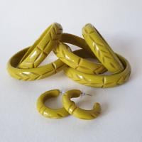 Bow and Crossbones Elsie Hoop Earrings- Chartreuse