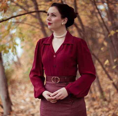 Seamstress of Bloomsbury 1940’s Poppy Blouse- Windsor Wine