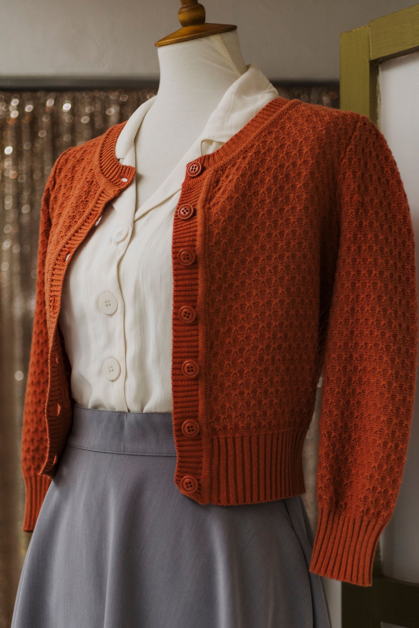 Daily Cardigan Sweater- Dusty Orange