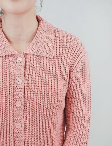 1940’s Knitted Jacket Cardigan with Collar- Pink