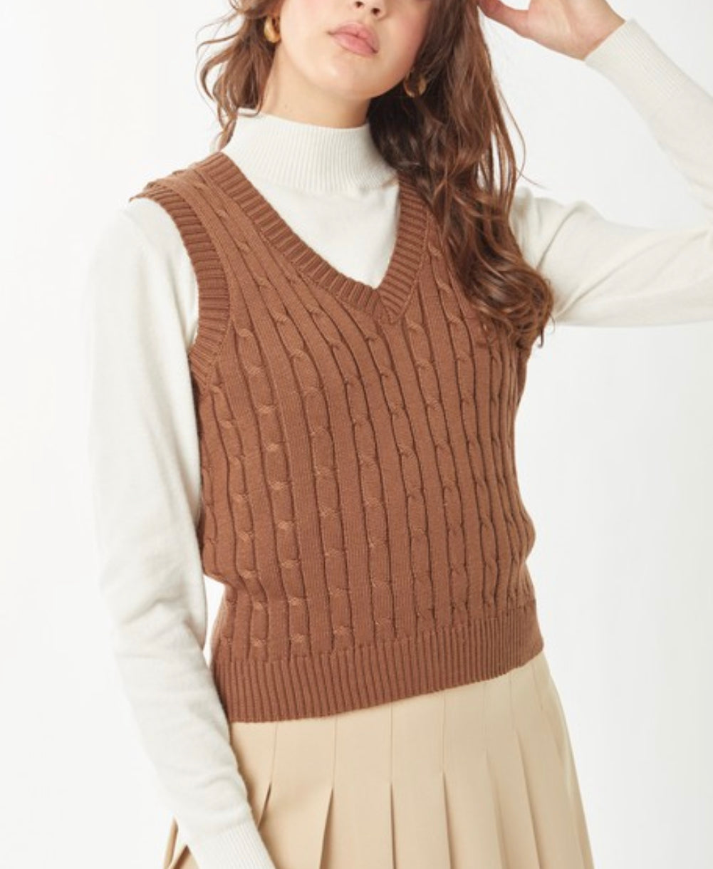 1940’s Cable Knit Sweater Vest- Chestnut