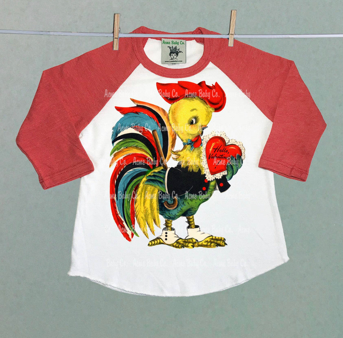 Acme Baby Rooster Valentine Raglan Shirt