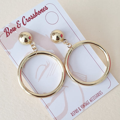 Bow and Crossbones Monroe Hoop Earrings- Gold
