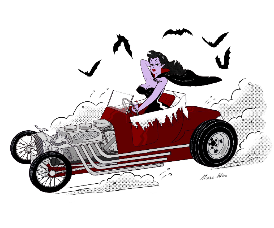Miss Alice Vampire with Custom Car Tee