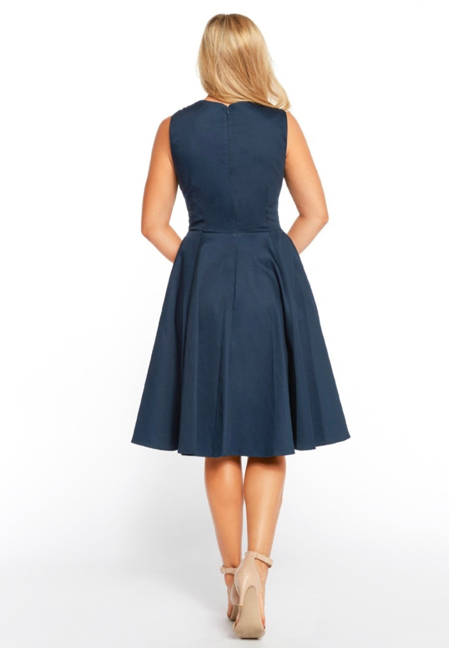 Eva Rose Navy Swing Dress Dapper Dolls Pinup Shop Eva Rose Navy Swing Dress Dapper Dolls Pinup Shop