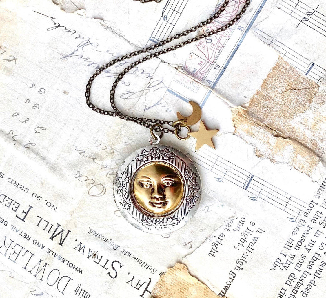 Celestial Moon Locket Necklace
