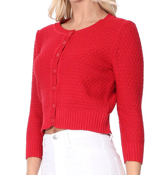 Daily Cardigan Sweater- Red