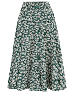Rock n Romance “Beverly” Button Skirt in Green Whisp
