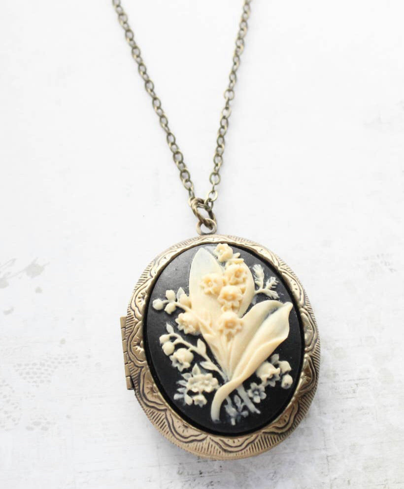 Lily of the Valley Cameo Locket