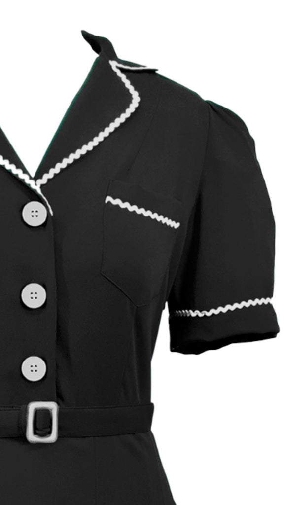 Rock n Romance “Kitty” Shirtwaist Dress in Black, True Late 40s Early – Dapper Dolls Pinup Shop Rock n Romance “Kitty” Shirtwaist Dress in Black, True Late 40s Early – Dapper Dolls Pinup Shop