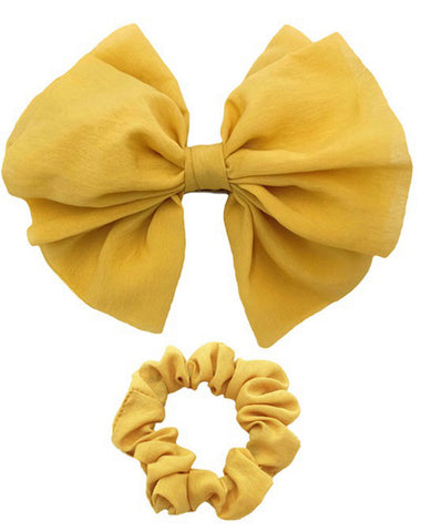 Soft Barrette Bow & Scrunchie- Sunflower Yellow