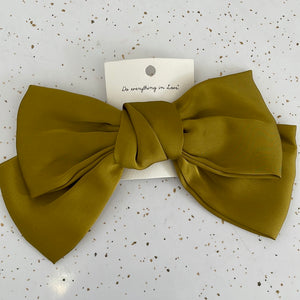 Silky Bow Barrette- Chartreuse