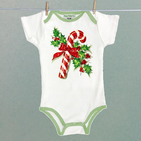 Acme Baby Co Candy Cane & Holly Body Suit- Sage